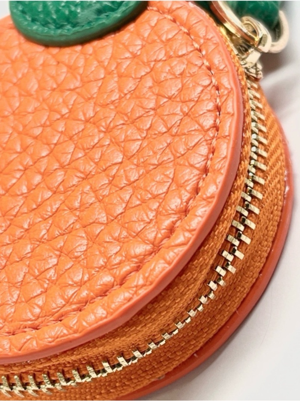 Orange Leather Fruit Key Coin Case NWT - Picture 6 of 7